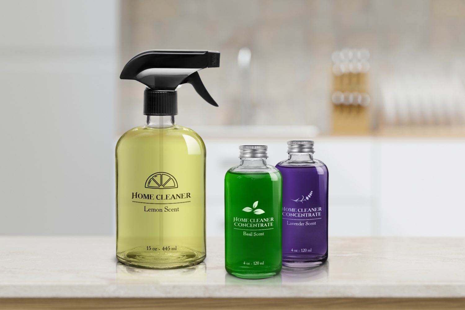 household cleaner packaging from glassnow