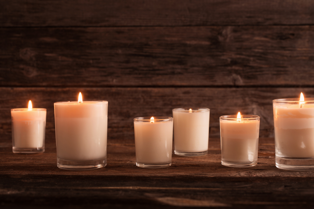 Arrangement of glass candles