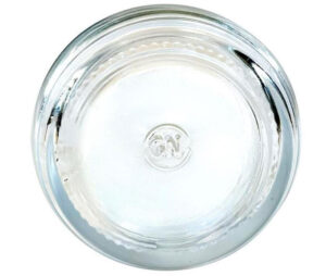 GN logo on the bottom of a glass bottle, identifying the manufacturer as Glassnow.